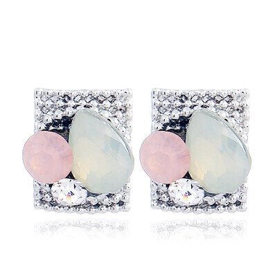 

Bohemian Style Ethnic Earrings Silver Square Stitching Statement Earrings for Women