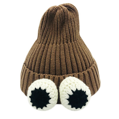 

Baby Caps Winter Newborn cartoon big eyes knitted headgear pink warm Baby soft cute hat