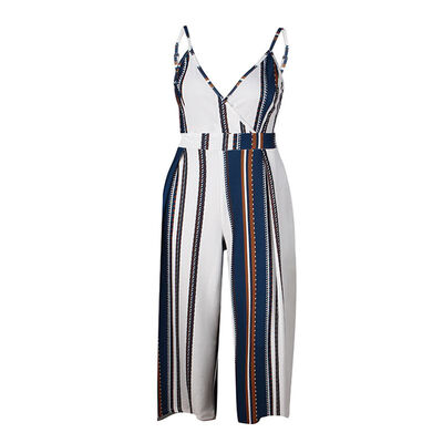 

2019 Newest Fashion Sexy Ladies Women Playsuit Bodysuit Party Striped Jumpsuit Romper Sleeveless Long Trousers