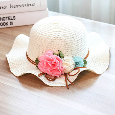 

Girls Summer Baby Flower Breathable Straw Sun Hat Wide Brim Beach Hat Outdoors