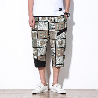 

Gobestart Mens New Style Fashion Vintage Printed Wide-Legged Pants Large Baggy Pants