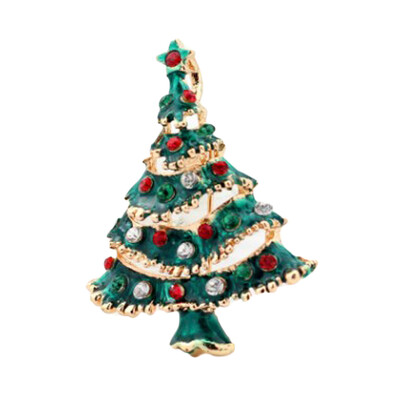 

Hot Sale Lovely Santa Claus Christmas Tree Design Silk Scarf Brooch Pin Christmas Gifts