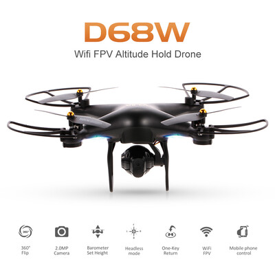 

D68W 20MP Camera Wifi FPV Drone Altitude Hold Headless Mode 3D Flip One Key Return RC Quadcopter Kids Gift