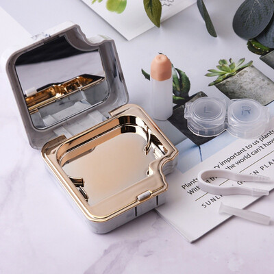 

Marble Contact Lens Storage Box with Double Head Design Nordic Style Beautiful Mate Box Simple Myopia Glasses Case Home Supplies