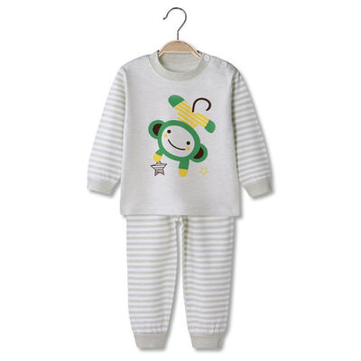 

Spring Winter Children Casual Sleepy Clothes Baby Boys Girls Striped Cartoon Printing Long Sleeve Pajamas Kids Thermal Clothes