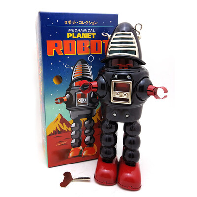 

Tailored Tinplate Nostalgic Clockwork Chain Toy Photography Props Fencing Robot MS430