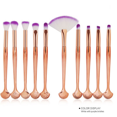 

10pcs Tool Shell Makeup Brushes Set Soft Eyes Shadow Brow Blush Lip Concealer Fan Cosmetic Make Up Brush Kit