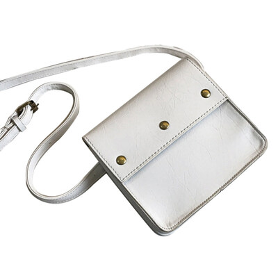 

Retro Women Square Studded Solid Color Faux Leather Flap Crossbody Shoulder Bag