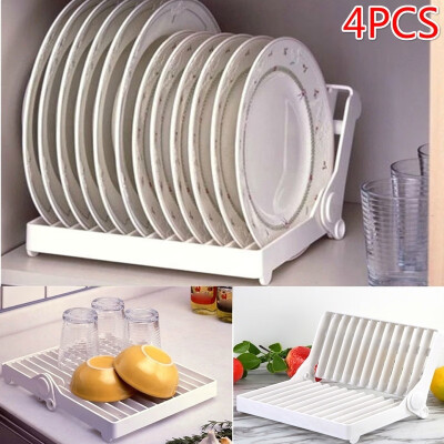 

124PCS Foldable Organizer Dish Plate Drying Rack Drainer Storage Kitchen Holder Plastic