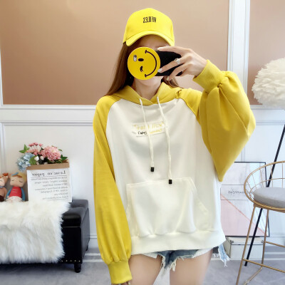 

2019 Autumn And Winter New Loose Large Size Bottoming Shirt Pullover Cartoon Embroidery Hooded Sweatshirt