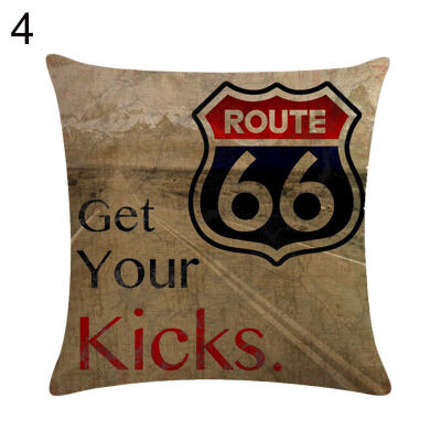 

Vintage Route 66 Linen Pillow Case Soft Cushion Cover Sofa Home Office Decor