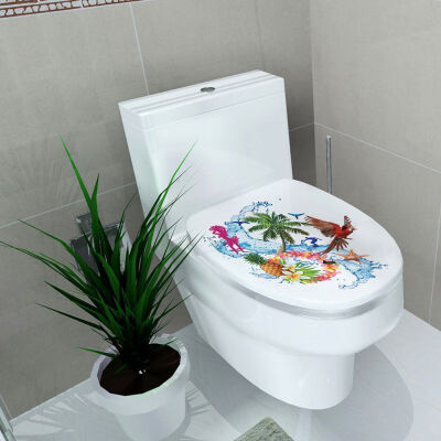 

Home Toilet Pastes 3D Printed Flower Sticker WC Pedestal Pan Cover Toilet Stool Commode Home Decor LM76