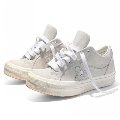 

2018 Canvas Creator x Tyler One Star Ox Golf Le Fleur Suede leather shoes Yellow Green Mnes Women Sneaker with Shoelaces dust bags