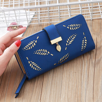 

Tailored Women s Fashion Trend Solid Color Long Fringed Hollow Leaf Leather Card Wallet