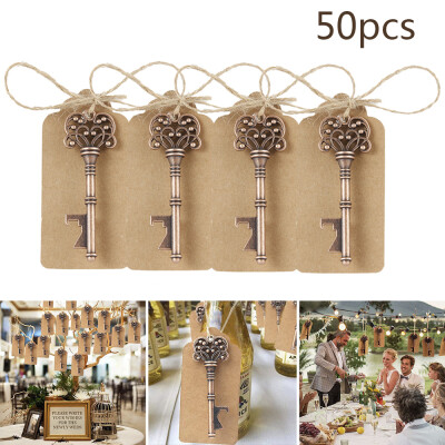 

50pcs Vintage Bottle Opener with Tags Wedding Decoration Bottle Opener Paperboard Tag Card Party Supplies