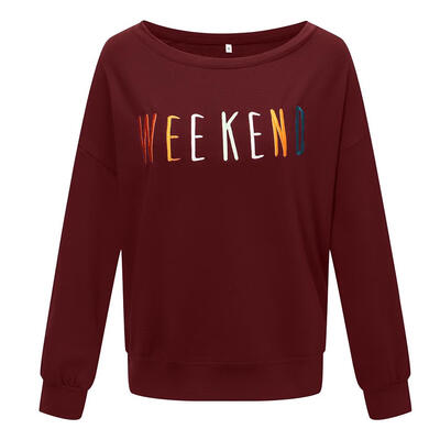 

Autumn Women Sweatshirt Long Sleeve Letter Print Cotton Loose Fashion Tops