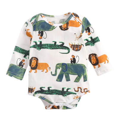 

Newborn Baby Clothes 0-3T New Autumn Infant Baby Girls Boys Long Sleeve Cartoon Animal Print Rompers Kids Jumpsuit Outfits