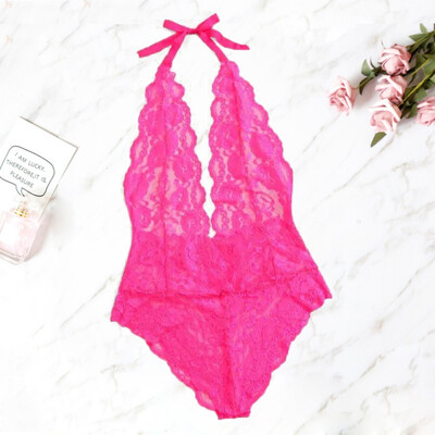 

Sexy Hanging Neck Perspective Bodysuit Lace Exotic Temptation Halter Erotic Lingerie