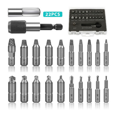 

22pcsbox Damaged Screw Extractor Drill Bits Broken Bolt Stud Remover Tool Kit