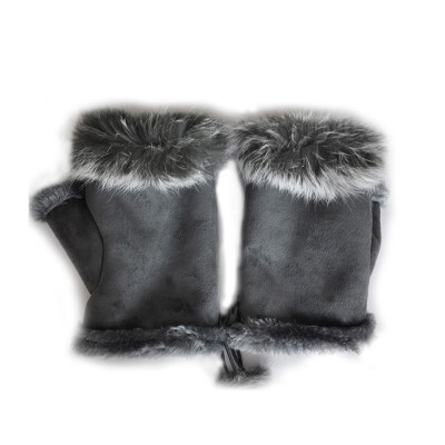 

1 Pair Women Gloves Unique Faux Rabbit Fur Hand Wrist Warm Half Finger Gloves Winter Warm Glove Phone Computer Keyboard Gloves