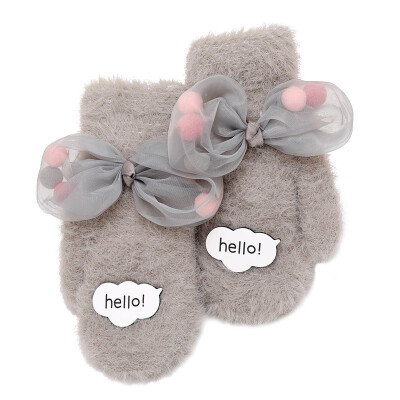 

5-12T Girls Golves 1 Pair Cartoon Thick Warm Baby Girls Winter Warm Gloves Cute bow fashion girl gloves