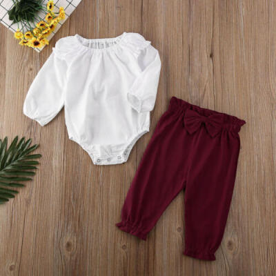 

UK Infant Baby Kid Girl Long-sleeved Romper Bodysuit Tops Pants Autumn Clothes