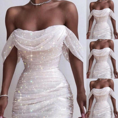 

Women Ladies Bardot Off Shoulder Evening Party Bodycon Dress Cocktail Clubwear