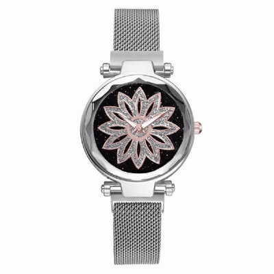 

Fashionanle Stylish Casual Flower Starry Dial Face Women Watch Wristwatch with Magnet Strap Band