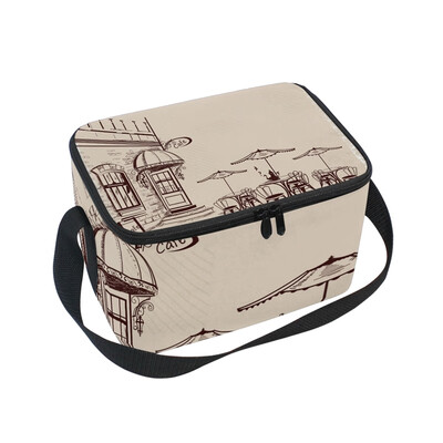 

ALAZA Lunch Box Insulated Lunch Bag Large Cooler Old Town Views And Street Cafes Tote Bag