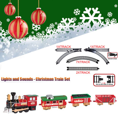 

YIWULALights And Sounds Christmas Train Set Railway Tracks Toys Xmas Train Gift