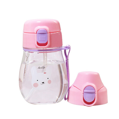 

350ml Cartoon Rabbit Bear Lion Leak Proof Baby Kids Water Bottle with Strap