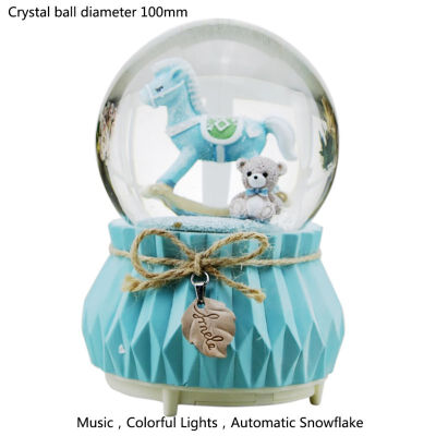 

Music Box Horse Elk Color Change Light Luminous Home Decor Ornament Birthday Gift For Kids Girls Crystal ball music box