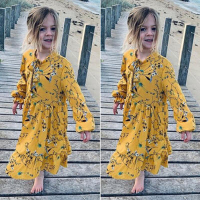 

Boho Kids Child Girls Baby Chiffon Wedding Princess Party Holiday Long Dress UK