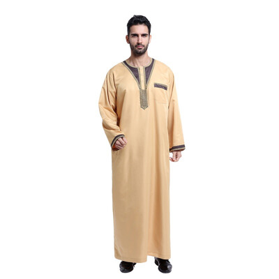 

5 Color Men Saudi Style Thobe Thoub Abaya Robe Daffah Dishdasha Islamic Arab Kaftan New Muslim Clothing For Men S4