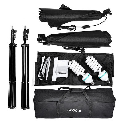 

Andoer Photography Studio Cube Umbrella Softbox Light Lighting Tent Kit Photo Video Equipment 2 135W Bulb 2 Tripod Stand 2