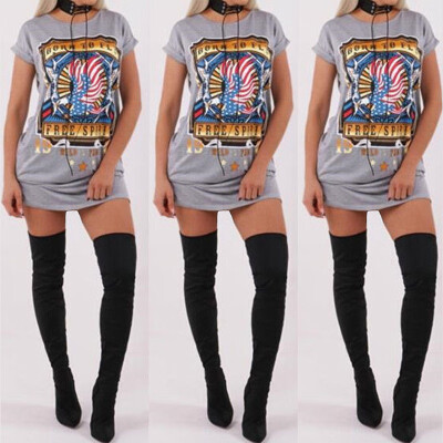 

2017 NewSexy Vestido Women Summer Casual Printed Loose T-Shirt Dress Party Club Short Sleeve Dresses