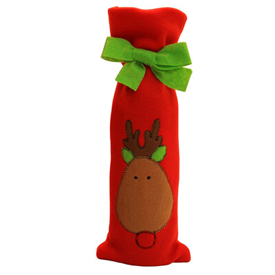 

Cute Red Wine Bottle Cover Bags Santa Claus Reindeer Pattern Christmas Home Party Decoration