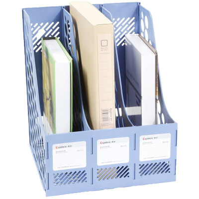 

Comix B2173 Office Desktop Plastic Magazine File Literature Holders Organizer Labels 3 Compartment