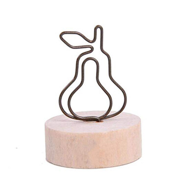 

Toponeto Rustic Real Wooden Base Place Card Holders Iron Wire Picture Picks Clip