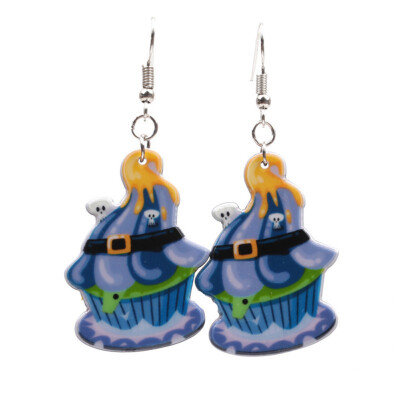 

Personality Halloween Witch Hat Ghost Pumpkin Ice Cream Hat Bat Earrings Jewelry