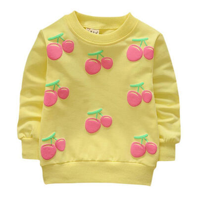 

New Baby cotton Tops autumn Winter Small children round necked strawberry hedging Kids long sleeves hot sale