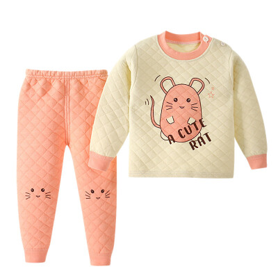 

Boys Thermal Underwear Set Girls Pajamas Cute Cartoon Printed T-shirt Tops Pants For Toddler Kid