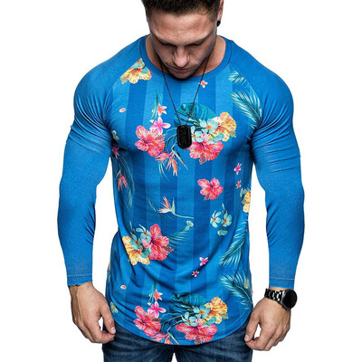 

Toponeto Mens New Style Fashion stamped Long Sleeve Shirt Printed Long-Sleeved Blouse