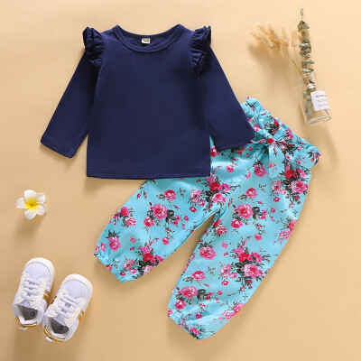 

Autumn Baby Girls Clothes Newborn Sets Outfit Long Sleeve Tshirt Tops Floral Print Pants 2Pcs Set Fashion Roupa Infantil