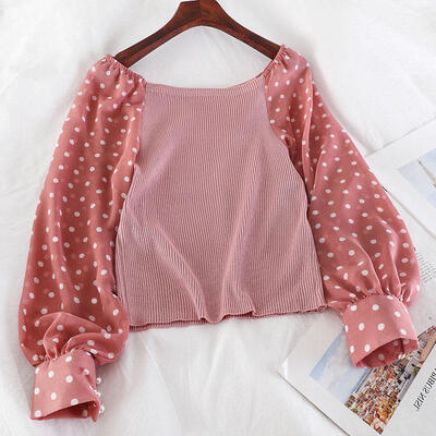 

Korean Style Sweaters Word Shoulder Stitching Temperament Slim Long-sleeved Sweaters Yellow Code
