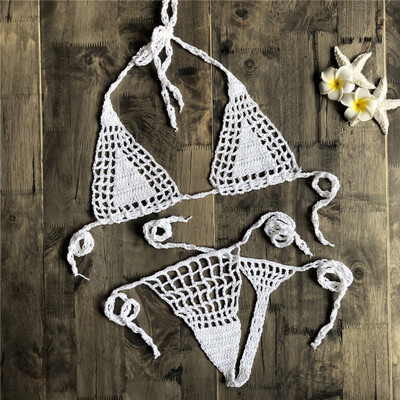 

Womens Lingerie Bikini Set Crochet Hollow Swimwear G-strings Swimsuit Beachwear