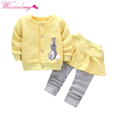 

2 PcsSet Newborn Clothes Autumn Winter Baby Girls Set Printed Cute Rabbit CoatPant Baby Outfit Casual Suit Infant Girls Set