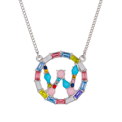 

Letter Fashion Multi-color Zircon Charm Circle Pendant Necklace Necklaces Birthday Jewelry Christmas Gifts