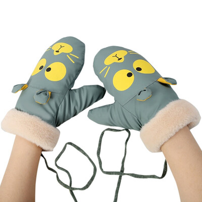 

Cute Carton Rabbit Fur Children Gloves Plush Lining Keep Warm Lovely Mittnes For Student Autumn And Winter