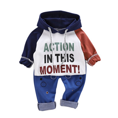 

Hot Baby Casual Clothing Autumn Spring Sweatshirt Sets Boys Girls Long Sleeve With Hoodie Letter Print Trousers Costume 1-6Y